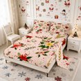 thumbnail image 2 of Manfei Xmas Floral Leaves Bed Sheets 4-Piece,Merry Christmas Full Size Sheets,1 Flat Sheet,1 Fitted Sheet and 2 Pillowcases, 2 of 6
