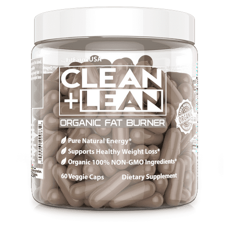 CLEAN + LEAN -ORGANIC FAT BURNER by FitFarm USA - Worlds First Organic Fat Burner Supports Healthy Weight Loss with 100% Organic Non-Gmo Ingredients! Gluten Free & Vegan 60 Caps-