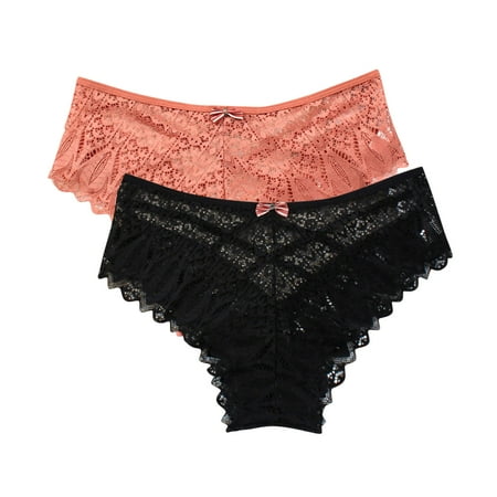 uublik Value 2-Pack  Panties for Women No Show Thong Lace Panties Breathable Comfortable Underwear Womens