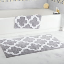 Somerset Home 2 Piece Bathroom Rug Set - 41x24.5 Inch and 34x21 Inch 100% Cotton Bath Mats (Silver)