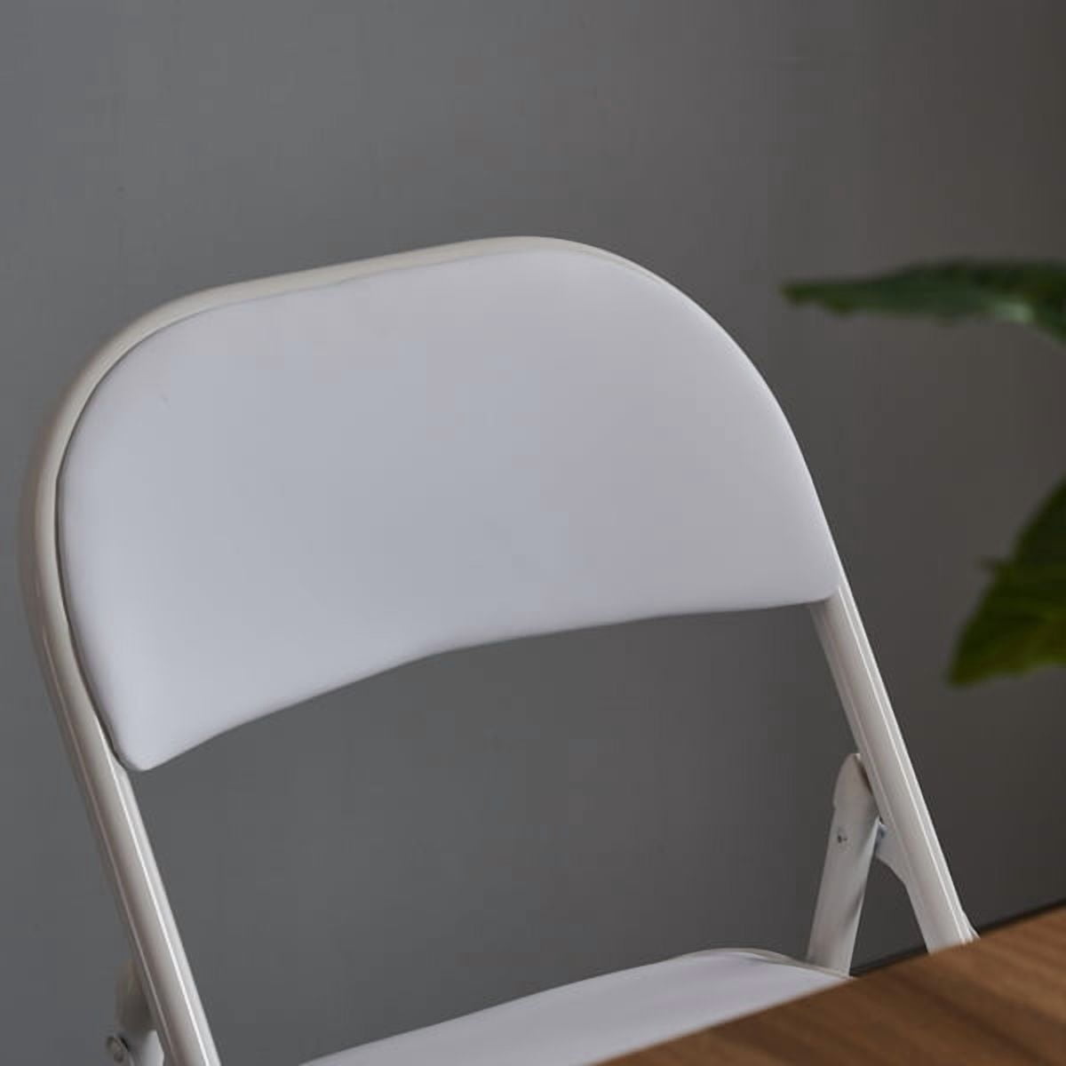 Alvantor 4-Pack White Folding Chairs,Padded PVC Seat and Back,Steel Frame,Portable Seating for Home Office Party Event,330 lbs Capacity
