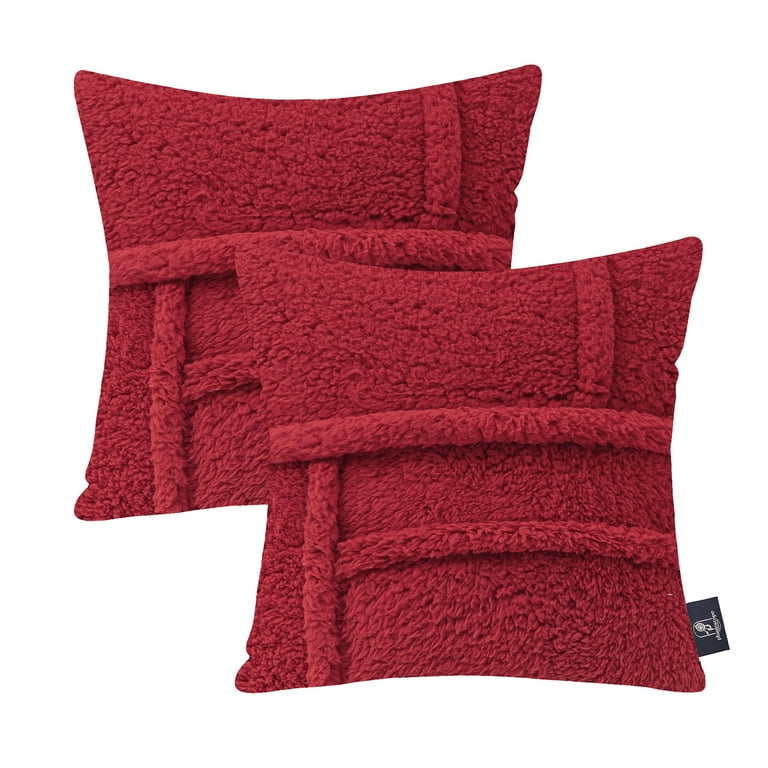 Red fuzzy pillow sale