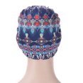 thumbnail image 4 of Caywon Women's Trendy Floral Print Head Wrap Muslim lightweight Breathable Ruffle All Packaged Spring Summer Headscarf(Dark Blue,Free Size), 4 of 6