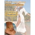 thumbnail image 3 of FindChic 2pcs Ankle Bracelets for Women, Gold Plated Anklet Sets Waterproof Herringbone Chain Cuban Link Summer Foot Jewelry Christmas Birthday Gifts for Her/Mom/Wife, 3 of 7