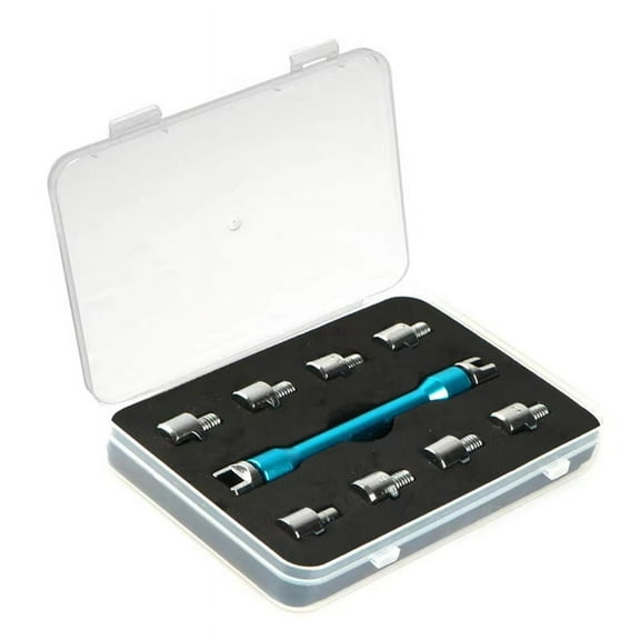 Dirt Bike ATV Scooter CNC Spoke Wrench Spance Repair Tool with 10PCS Interchangeable Tips 5.0-6.8 Blue,1 * Spoke Wrench 10 * Hardened Tips,Blue