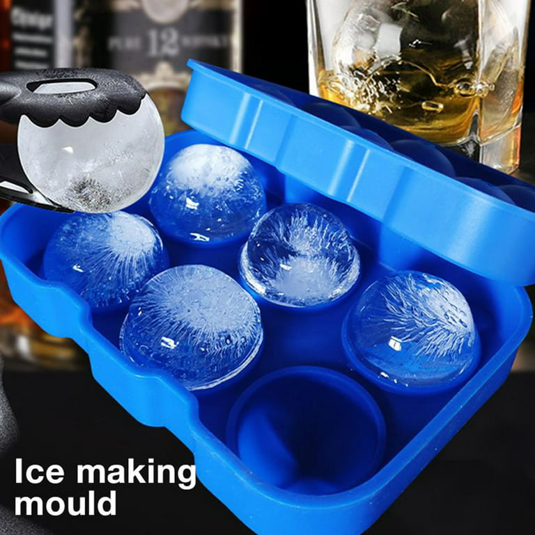 Miirene Silicone Whiskey Ice Round Mold Ice Tray With 6 Holes Lid