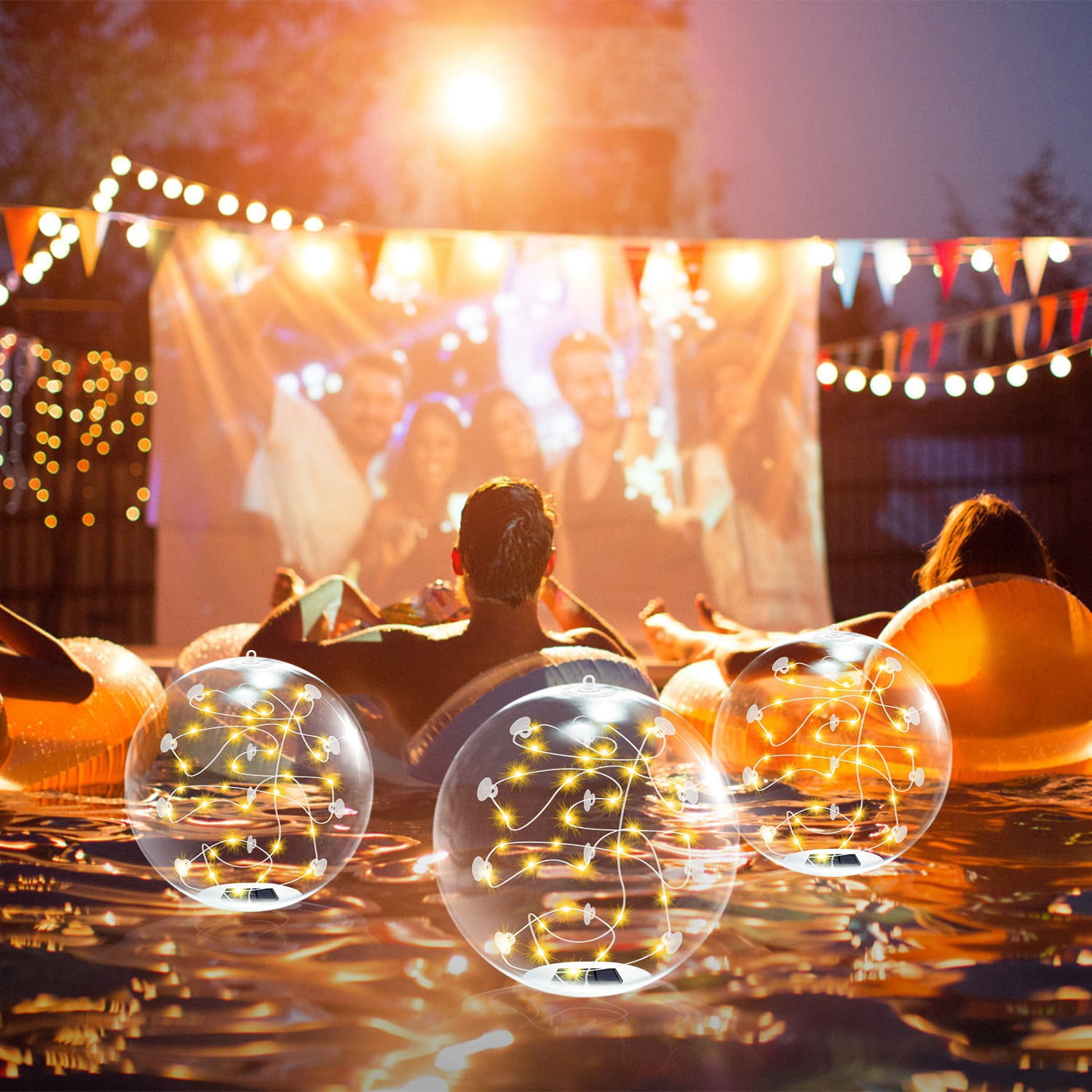 2 Pack Outdoor Solar Pool Lights, LED Light Up Balls with Remote, 3200K Warm Glow, 3 Lighting Modes & 4-Level Brightness & Auto On at Dusk, IP68 Waterproof, Perfect for Garden, Pool, Beach & Party
