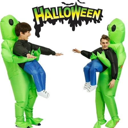 Topumt Adults Inflatable Green Alien Costume Halloween Cosplay Party Suit Kids