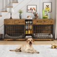 thumbnail image 3 of Ataucjin 82inch Large Dog Crate for 2 Dogs, Dog Kennel Indoor with 4 Drawers and Shelves, Double Dog Crate Furniture TV Stand, Wooden Dog Cage for Medium Large Dogs（ship in 2 boxes）, 3 of 7