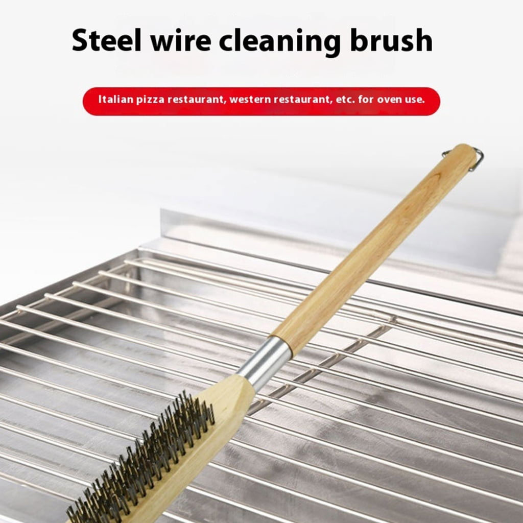 Professional Pizza Oven Brush with Detachable Handle Steel Bristles for Grills