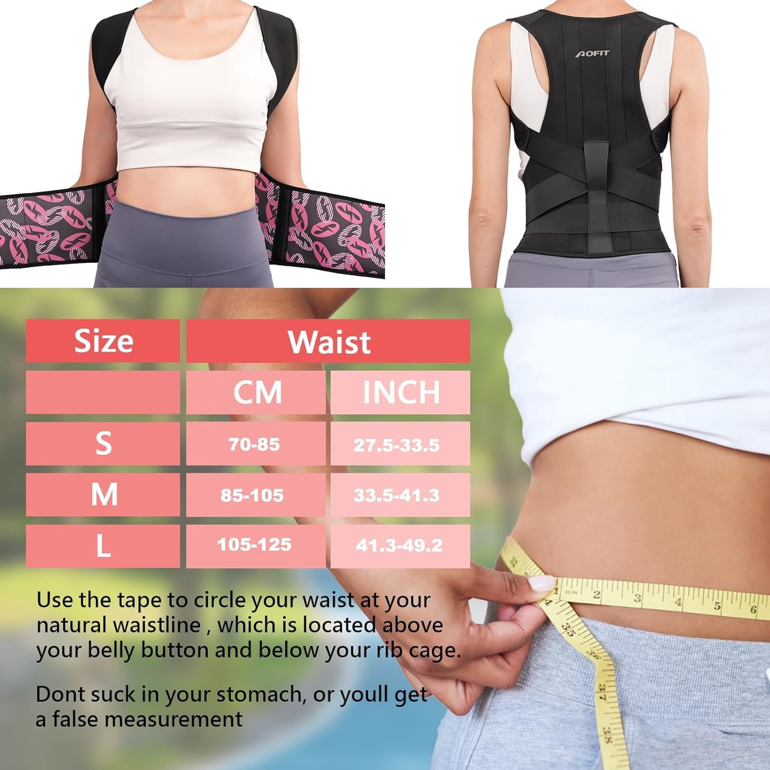 GKTG Back Brace Posture Corrector for Men & Women: Shoulder Straightener Adjustable Full Back Support Pain Relief