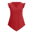 thumbnail image 3 of Dealovy Tank Tops for Women V Neck Summer Ruffle Sleeveless Casual Solid Color Ribbed Tunic Tops, 3 of 6