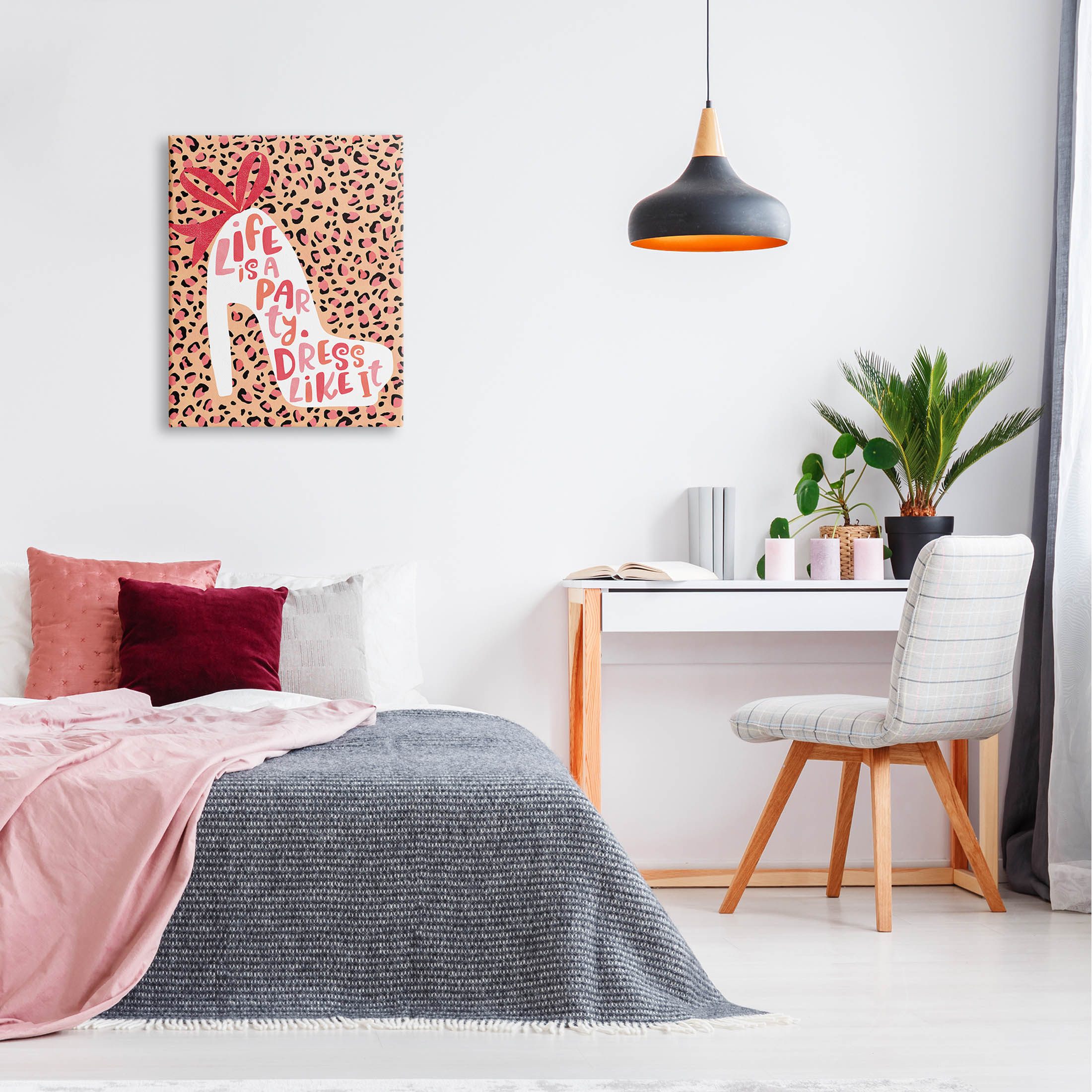 Life Is A Party Dress Like It Phrase Beauty & Fashion Graphic Art Gallery Wrapped Canvas Print Wall Art