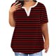 thumbnail image 1 of Fiudx Ofertas de La Semana Blusas Informales de Gran Tamaño para Mujer, Camiseta con Botones Estampados a Rayas, Top de Manga Corta con Cuello En V y Bolsillo Falso, 1 of 4