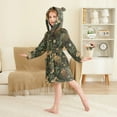 thumbnail image 2 of FORMRS Niños Bathrobe Unisex Hooded Robe Soft Plush Pajamas Sleepwear, Size 7-9T, Brown Floral Rabbits Pattern, 2 of 7