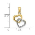 thumbnail image 2 of 14k Two-tone Gold Double Love Heart Pendant Necklaces Pendant Intertwined Two-color / High Polish and Textured 17x12.2mm, 2 of 2