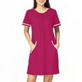 thumbnail image 3 of FAHXNVB Women Zipper Robe Short Sleeve Duster Housecoat Short Bathrobes Solid Color Casual Zip Front Nightgown with Pockets S-3XL, 3 of 4