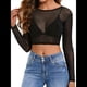 thumbnail image 1 of Tops de de Larga para Mujer, Camisetas Transparentes, Blusa de Encaje para Fiestas y Clubes Nocturnos Negro Corto S, 1 of 10