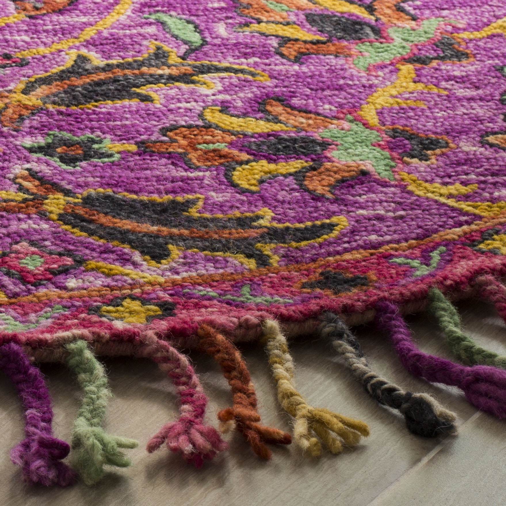 SAFAVIEH Blossom Abram Floral Mediallion Wool Fringed Area Rug, Purple/Multi, 5' x 8'
