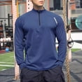 thumbnail image 5 of ZOYOEN Mens Workout Shirts with Zipper- Crewneck Quick Dry Long Sleeve Slim Fit Gym Active Tops Navy Size M, 5 of 5