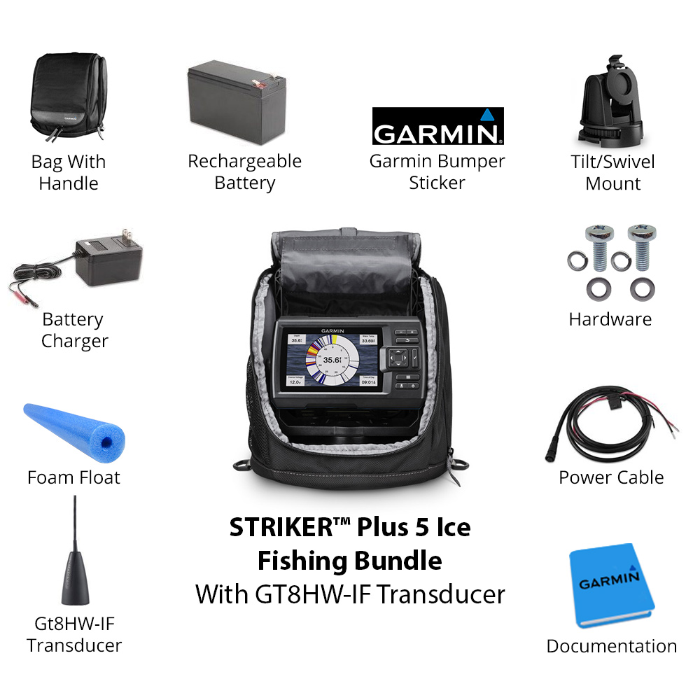 garmin striker plus 5cv ice fishing bundle