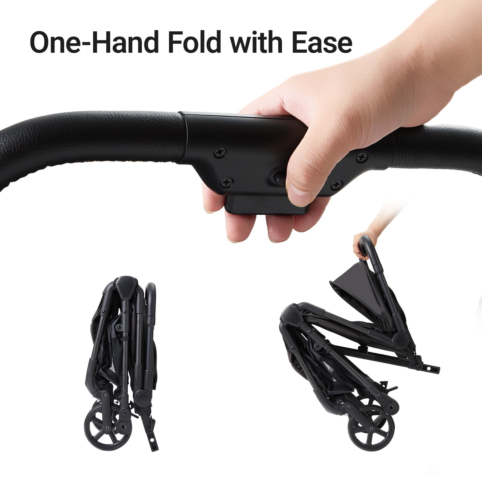 Mamazing Air Lite Travel Stroller, Black，Lightweight Compact One-Hand Fold，6-36m+，1 Count，