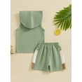 thumbnail image 5 of FEORJGP Toddler Baby Boy Summer Outfits 0-3Y Infant Sleeveless Hoodies Contrast Color Sweatshirt Vest Hooded Tank Tops + Shorts Set Newborn Loose Casual Clothes, 5 of 9