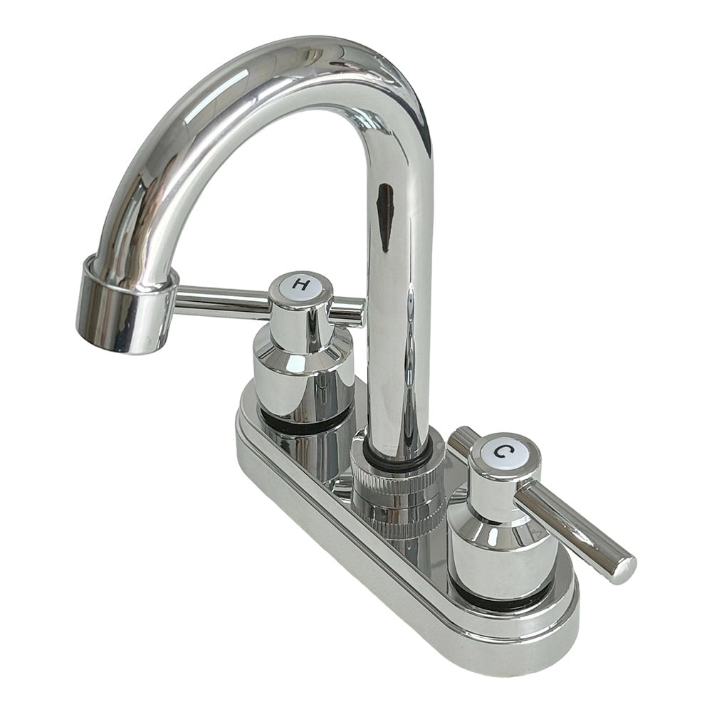 Bathroom Sink Faucet 4inch 2 Handles Centerset Suit for 2 or 3 Mounting Holes, for Bathroom Vanity Lavatory RV Hot and Cold Mixer Tap, Chrome