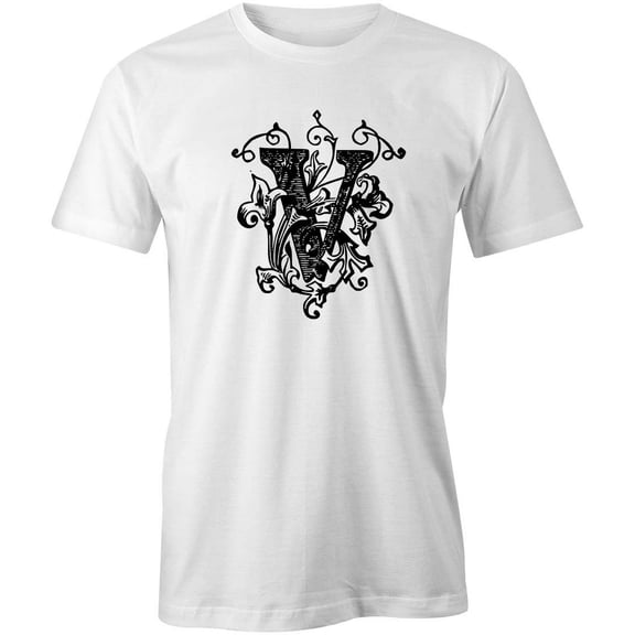 Letter V T-Shirt | Decorative Alphabet White Tee Gift