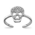 thumbnail image 1 of 925 Sterling Silver Cubic Zirconia Cz Skull Adjustable Toe Ring Open Midi, 1 of 6