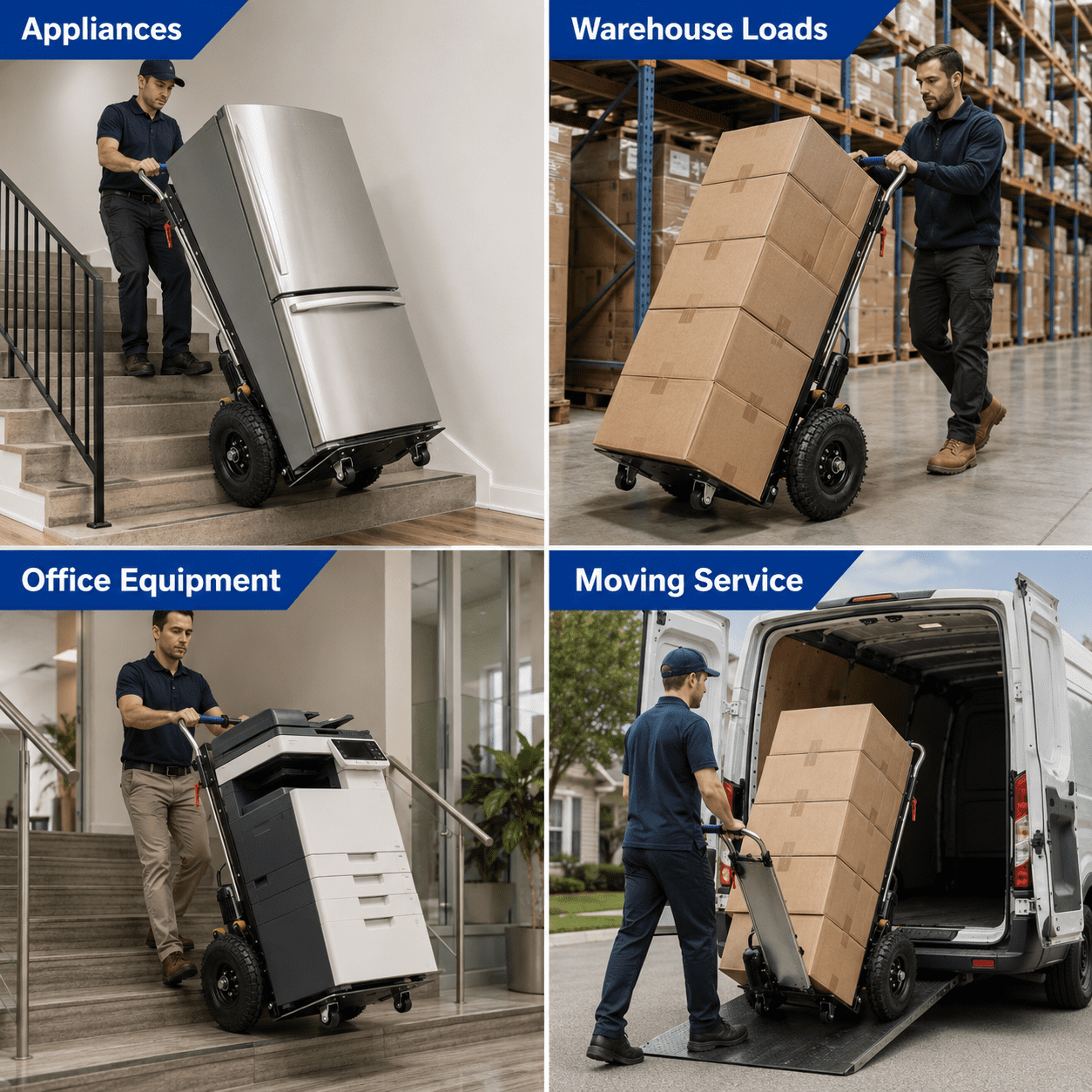 RXFSP 880 lb Capacity Electric Stair Climbing Hand Truck, Heavy Duty Motorized Stair Climber Dolly Cart for Straight & Curved Stairs, Powered Moving Cart for Appliances, Furniture & Heavy Loads