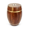 thumbnail image 5 of Large Wine Barrel Shaped Brown Wooden Decorative Coin Bank Money Saving Box, 5 of 6