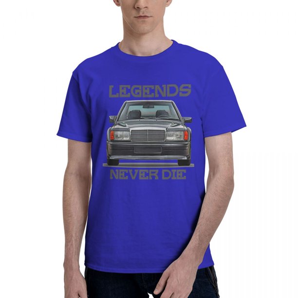 Camiseta Vintage Car W201 Legends Never Die para hombre camisa clásica 190E Cars informal de gran tamaño algodón puro cuello redondo talla grande
