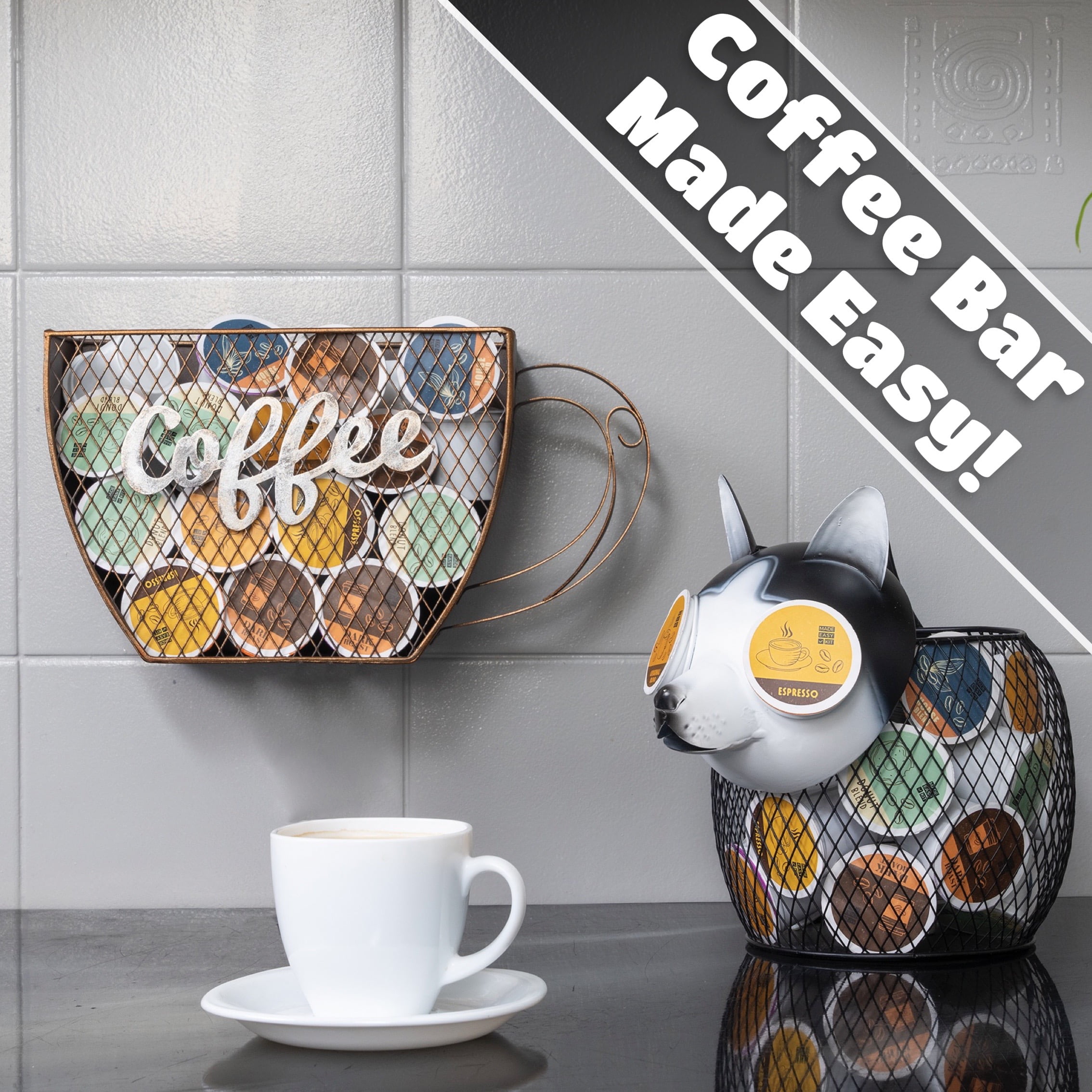 Made Easy Kit Coffee Pod Organizer - Home Coffee Bar Functional Dcor - Caf Station Countertop Storage Accessories