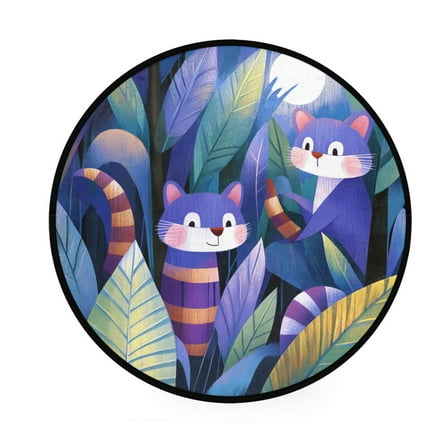 Animal Pattern Memory Foam Bath Mat 36" Absorbent Rug with Non Slip Base and 4 Bonus Pads