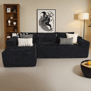 Ovios 106 Cloud Sofa Couch No Assembly Boneless Deep Seat Sofa for Living Room, Black(Plush Corduroy)