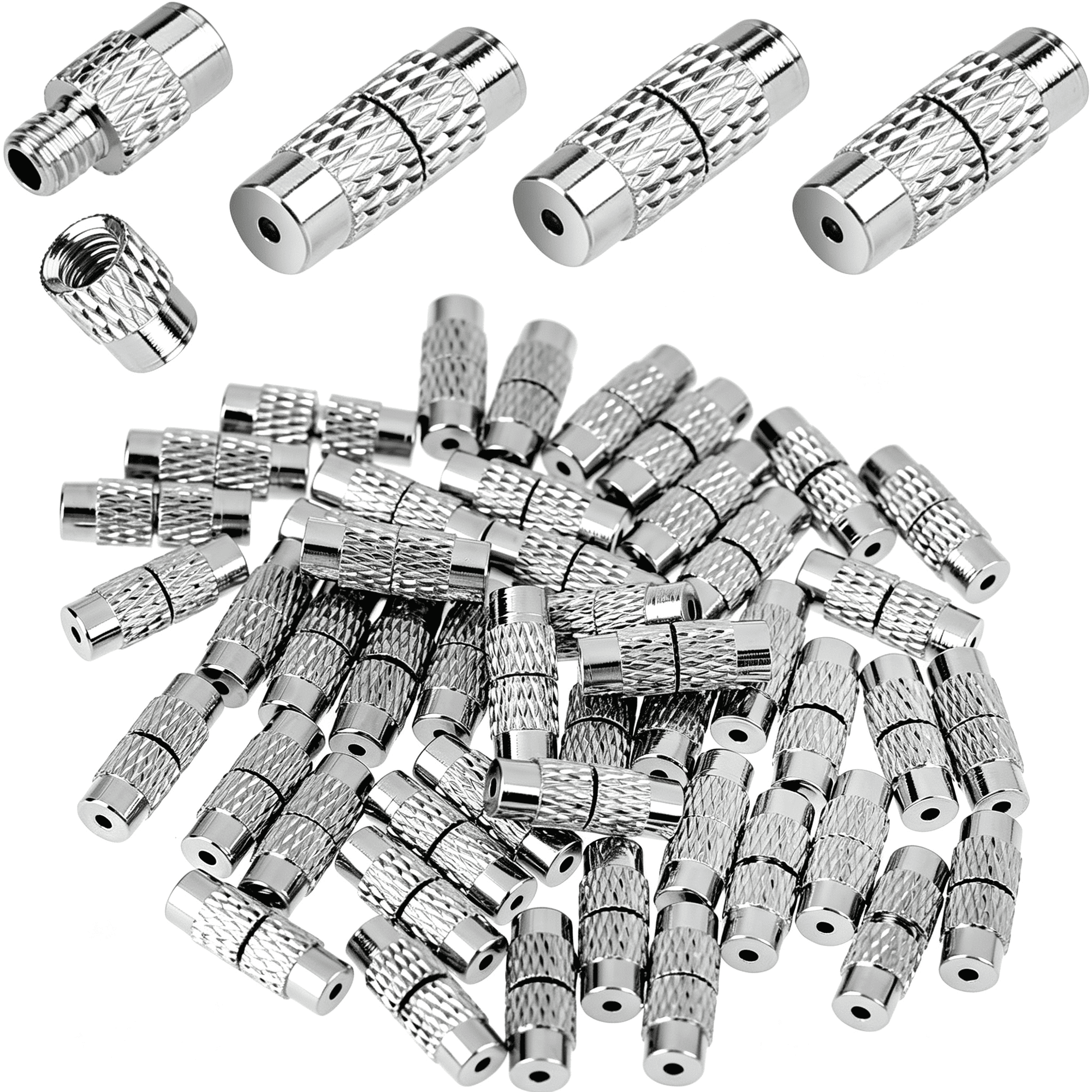 TUWAFE 50Pc Diy Bracelet Ends with Screw Clasps,Silver Brass for Jewelry Making,Waist Beads&More Silver Brass for Jewelry Making,Waist Beads&More Bracelet Clasps and Closures