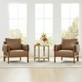 thumbnail image 4 of CHITA Upholstered Accent Arm Chair with Wooden Frame, Saddle Brown Faux Leather&Walnut, 4 of 11