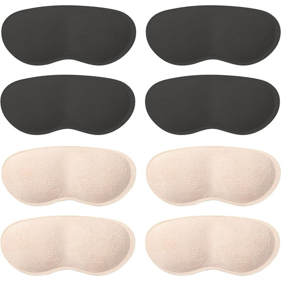 4 Pairs Heel Pads, Black & Beige Heel Inserts for Women Anti-Blister Heel Pads for Shoes That are Too Big Self-Adhesive Heel Grips Heel Liners for Women's Shoes