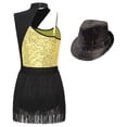 thumbnail image 4 of YONGHS Womens Sleeveless Latin Jazz Dance Leotard Tuxedo Bodysuit Dress With Hat Gold S, 4 of 7