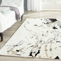 SAFAVIEH Bella Christiana Abstract Paint Splatter Wool Area Rug, Ivory/Grey, 4' x 6'