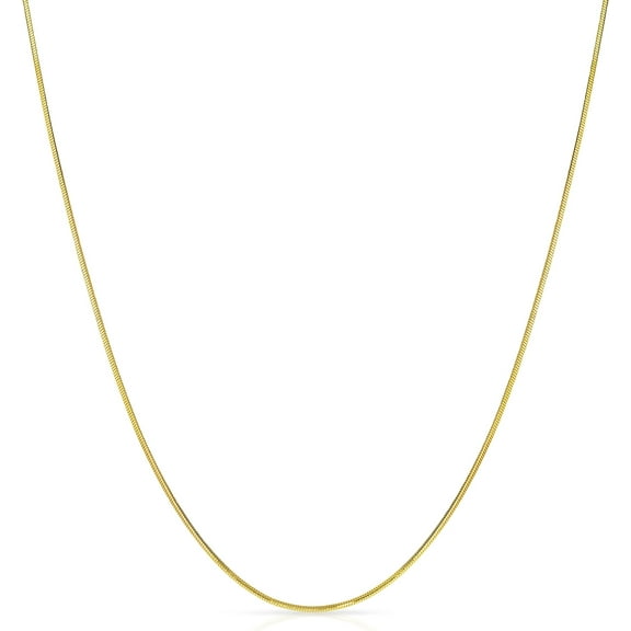Floreo 14k Yellow Gold 0.70mm Solid Round Snake Chain Necklace, 16", 18", or 20 Inch
