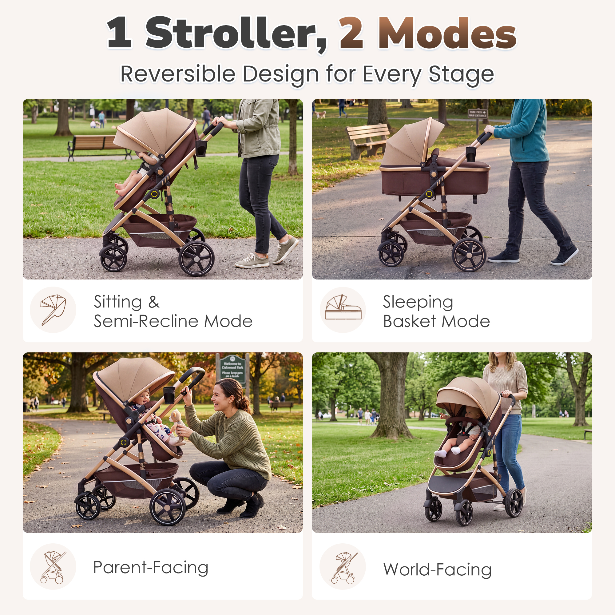 Babyeap 2-in-1 Reversible Baby Stroller with Bassinet photo 7