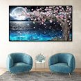 thumbnail image 5 of Arte de pared en lienzo, experiencia artística, kits de pintura de diamantes con temática de flores y luna para adultos, perfecto para la decoración del hogar, actividad para aliviar el estrés que, 5 of 5
