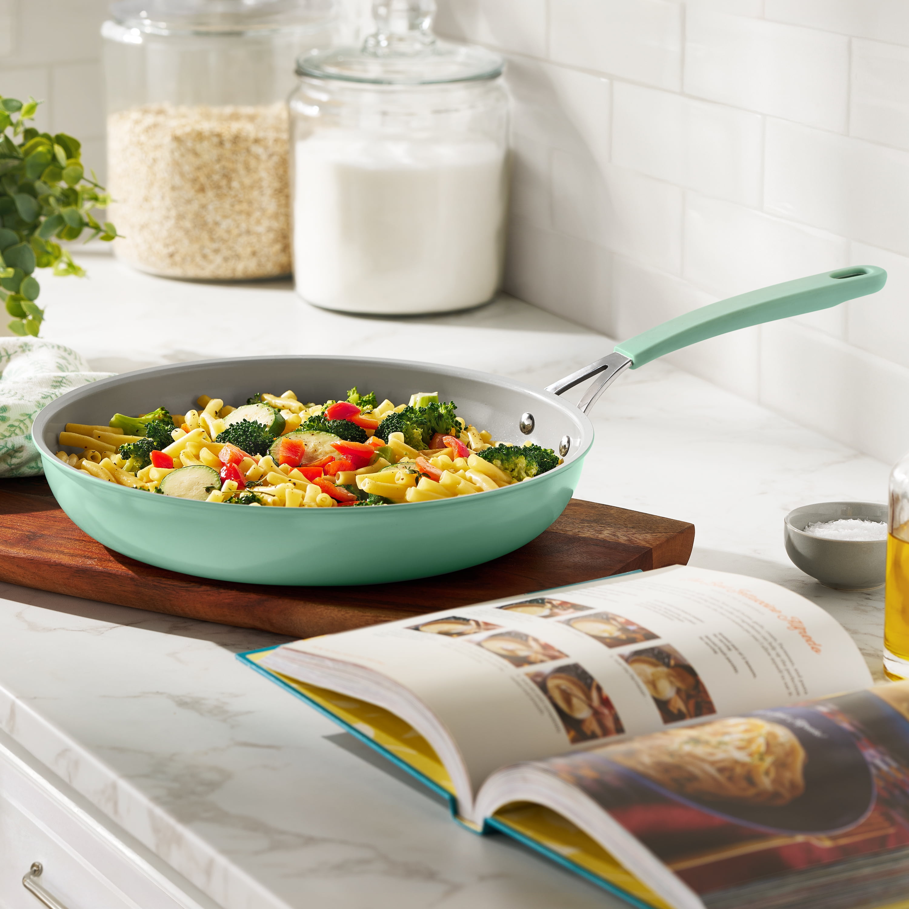 The Pioneer Woman 12-Inch Aluminum Ceramic Nonstick Fry Pan, Green