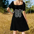 thumbnail image 5 of 88 Black Jersey Sports Number eighty-eight Football 88 Sleeveless wom eving dress dresses summer woman02, 5 of 7