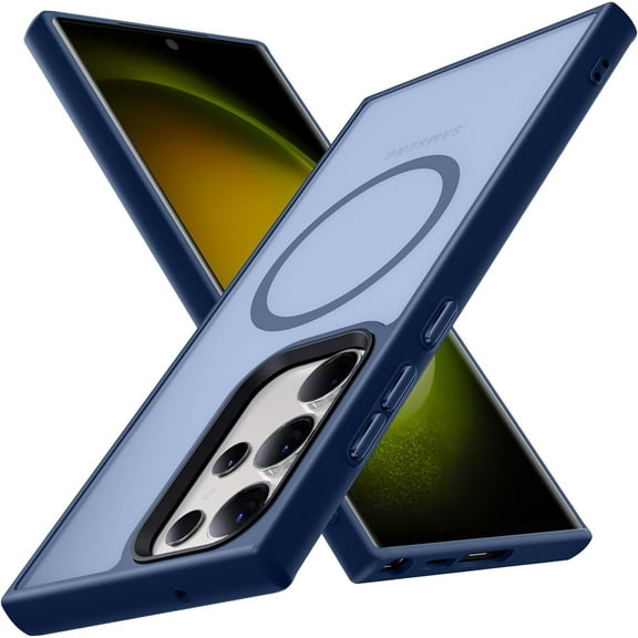 Magnetic for Galaxy S23 Ultra Case,[Compatible with Magsafe],[10 FT Military Grade Drop Protection] Slim Protective Translucent Matte,TPU PC Luxury Protective Phone Case Blue 16-s23u-02