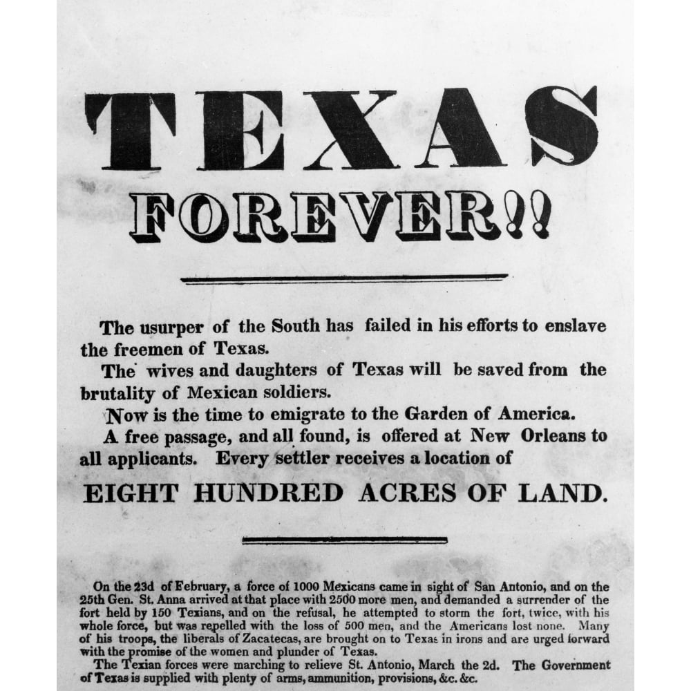 Texas Broadside 1836 Nbroadside Advertising A Free Passage To Texas