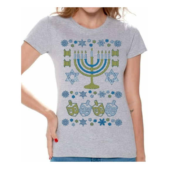 Awkward Styles Hanukkah T-Shirt Jewish Menorah Shirts for Women