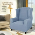 thumbnail image 2 of Super Stretch Wingback Chair Slipcover 1-Piece Soft Spandex Jacquard Wing Chair Cover Living Room Slipcovers for Wingback Chairs with Foam Rods (Wingback Chair, Light Blue), 2 of 7